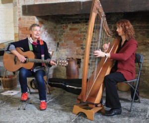 Image of Saffron and Hazel playing at Muchelney Abbey 25 October 2014